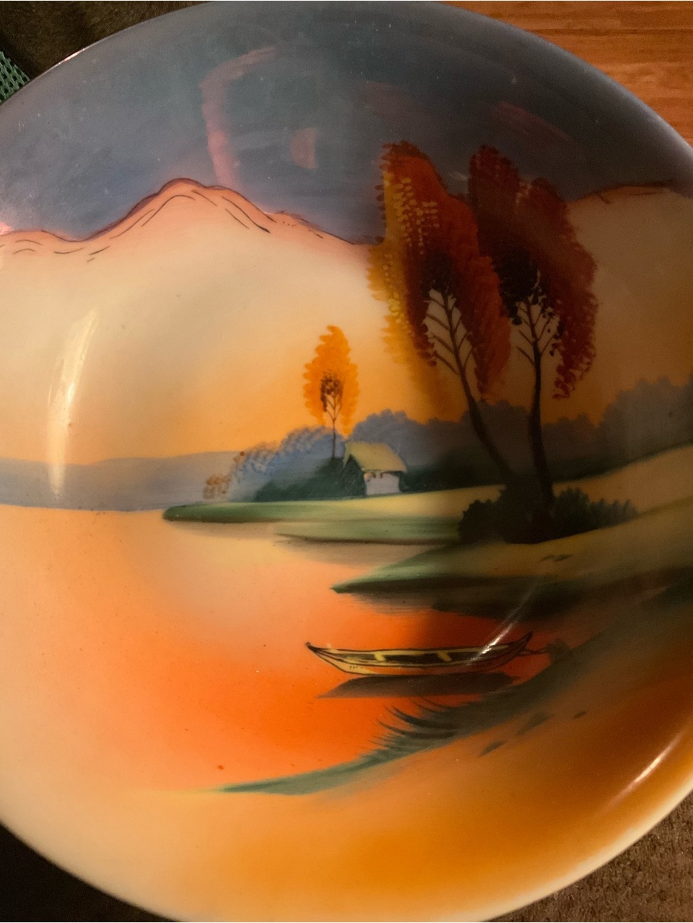 Vintage Chikaramachi hand painted lusterware vegetable bowl  1930s